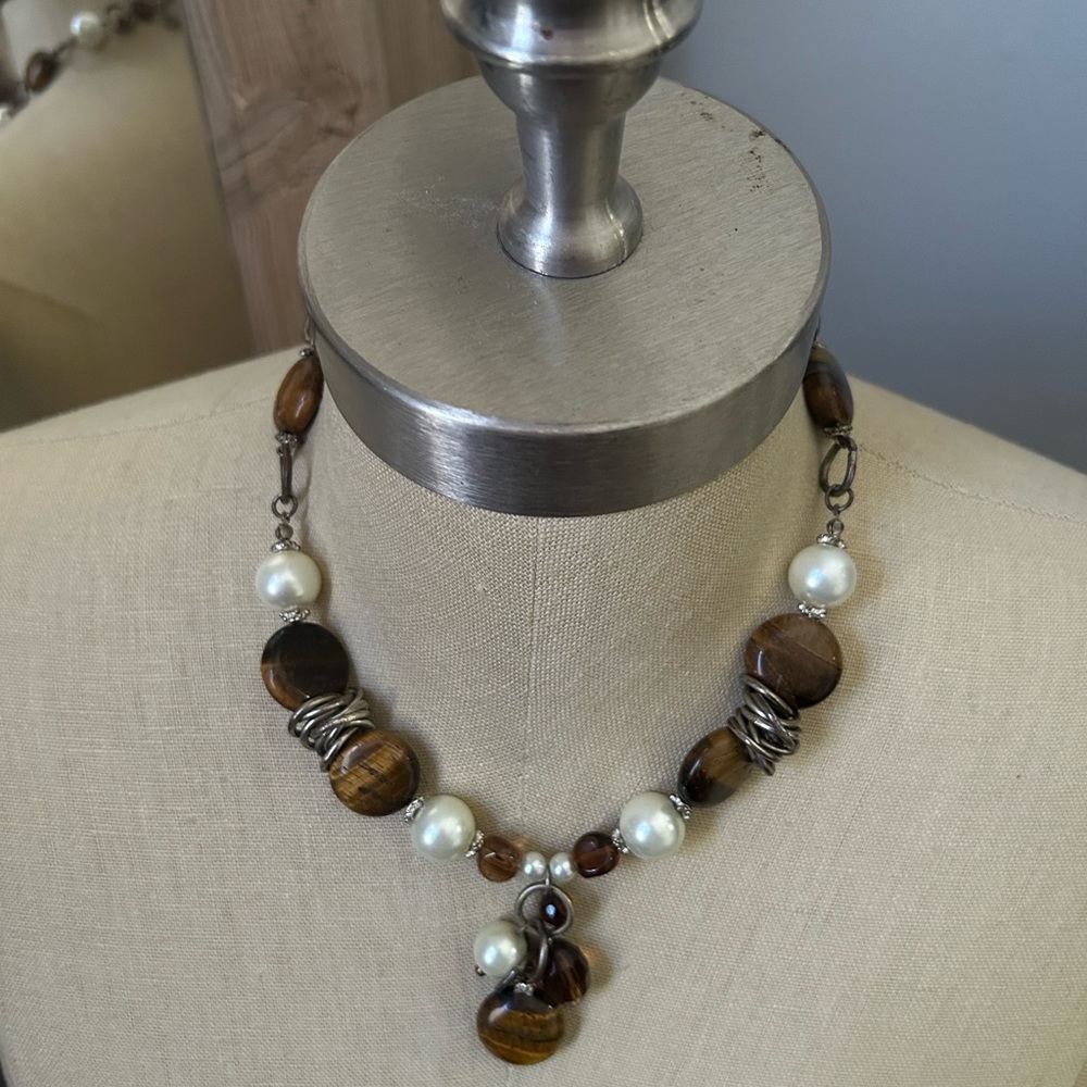 Pearls and Tigers Eye Necklace